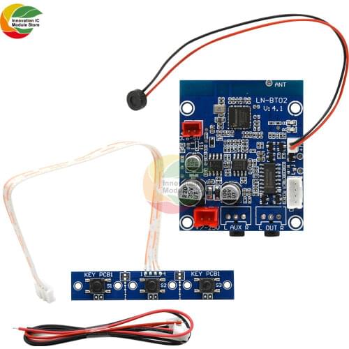 Ziqqucu Bluetooth 4.0/4.1 Audio Receiver Board Stereo Sound Module with Connect Wire Keypad Microphone for Car LN-BT02
