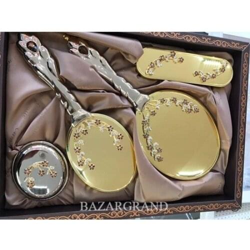 YOUR COMB SET WITH QUALITY COLOR TO ADD CHICITY TO YOUR STYLE Mirror Comb Gold Flower Mirror Comb Dowry Set