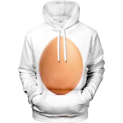 New Oroduct 3D Egg Color Printing And Fleece Cosplay Male Pattern Hooded Jacket