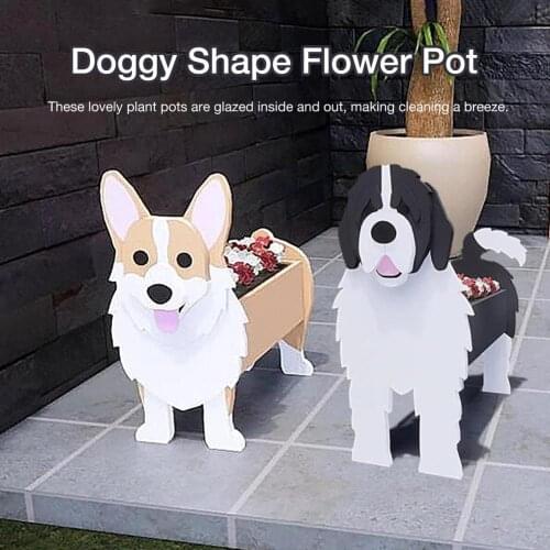 New Arrival Doggy Shape Decorative Flower Pot Animal Succulent Home Decoration Gardening Potted Plants