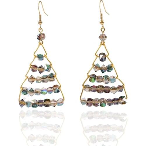 LANFLORA new Crystal earrings handmade women earrings Classic triangle earrings copper alloy earrings free shipping