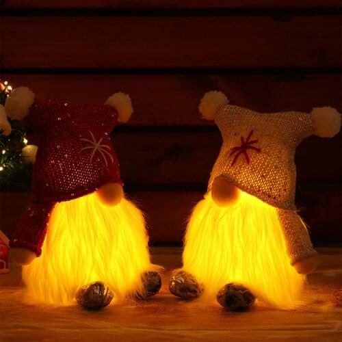 Brand New Christmas Light Gnome with Knitted Hat Faceless Home Holiday Table Fireplace Decoration Christmas Doll Pendant Decor