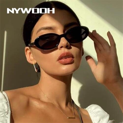 NYWOOH Oval Sunglasses Women Vintage Retro Small Round Men Sun Glasses Female Male Chic Black Hip Hop Shades UV400