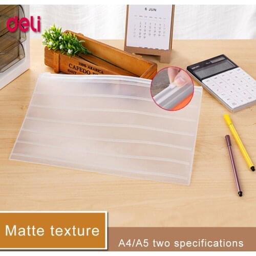 Deli 2pcs Transparent Foldable A4 File Folder Desk Document Paper Organizer Storage Bag Office School Stationery