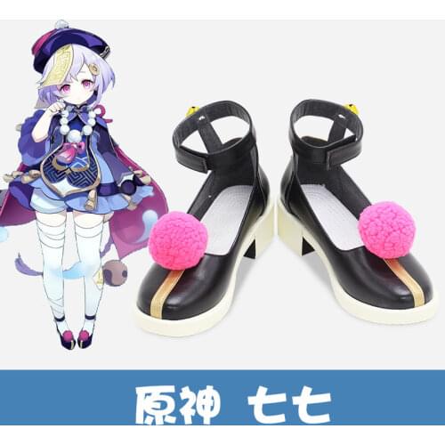 Anime Genshin Impact Qiqi Cosplay Wig Qiqi Cosplay Shoes Boots Halloween Carnival Accessories