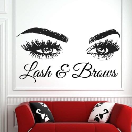 Lashes And Brows Wall Decals Beauty Salon Wall Window Decor Eyelashes Eyes Make Up Wall Vinyl Stickers Poster AF063