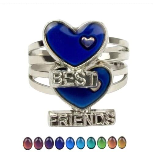 Christmas Birthday Gifts for Girl Best Friends Mood Ring Emotion Feeling Changeable Heart Ring Temperature Control Color Jewelry