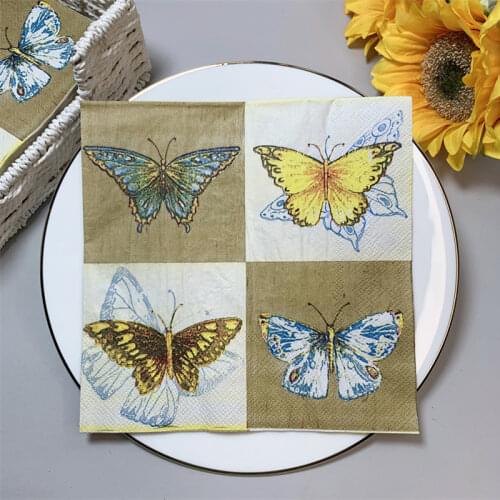 20Pcs/Pack Butterfly Table Paper Napkins Vintage Napkin Paper Tissues for Wedding Decor Party Supplies Wholesale Top Quality H