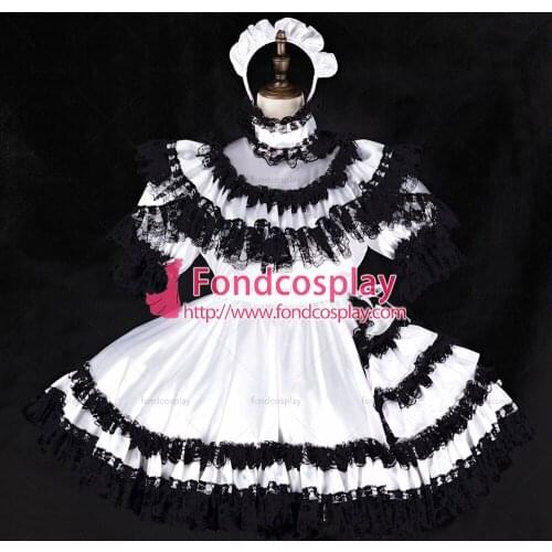 Sissy maid satin dress lockable Uniform cosplay costume Tailor-made[G2328]