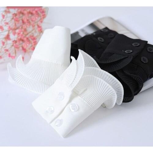 Detachable Shirt Pleated Flare Sleeve False Cuffs Solid Color Pleated Layered Wristband Decorative Women Clothing Accessory