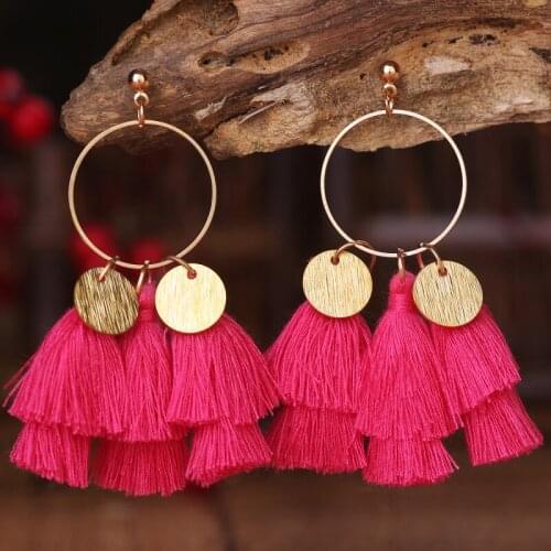 Macrame Earrings Multi Layer Fringe Purl Bohemian Ethnic Dainty Trendy Vintage Statement Geometric Tassels Earrings