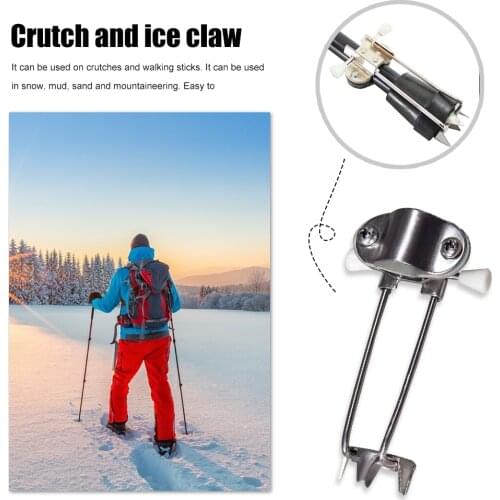 Ice Walking Claw Crampon Sticks Ice Snow Anti Slip Winter Hiking Grip Crutches Trekking Pole Accessories