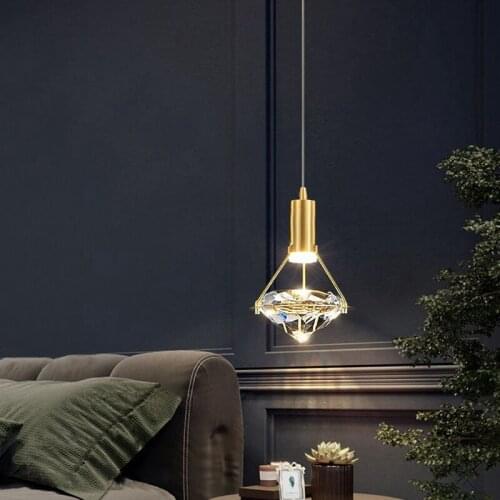 Modern Diamond Crystal Chandeliers Luxury Cristal Long Staircase Hanging Light Led Creative Lamp for Bedroom Bedside Living Room