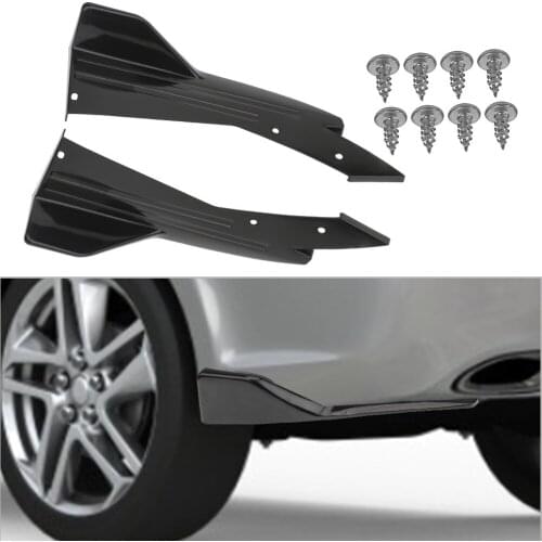 Spoiler Scratch Protector Lip Diffuser Splitter Universal Canards Fins Anti-crash Diffuser Gloss Black 2Pcs Car Rear Bumper