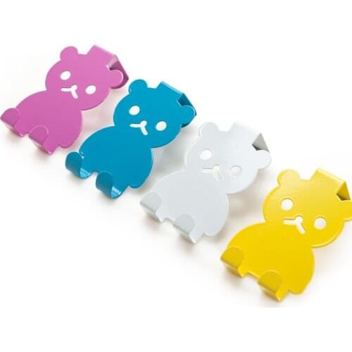 Universal Creative Cute Koala Stainless Steel Nail Free Clothes Door Double Hooks Colorful Bear Cartoon Iron Hanger