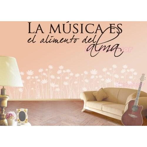 Vinyl Wall Stickers Spanish Quotes Musica Wall Decals Art Wallpaper for Living Room Wall Decor House Decoration Poster