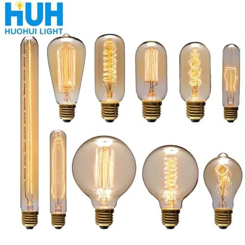 Vintage Edison Bulb E27 40W Retro Filament Edison Light 90 V-260 V Bedroom Incandescent Bulb Lamp For Home Decor Creative Bulbs