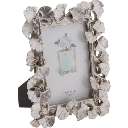 4"/6" Vintage Silver Resin Gingko Leaf Picture / Photo Frame Home Wedding Decoration