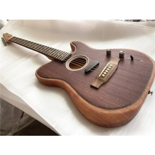 High quality mahogany wood color electric box electric guitar sound hole free freight