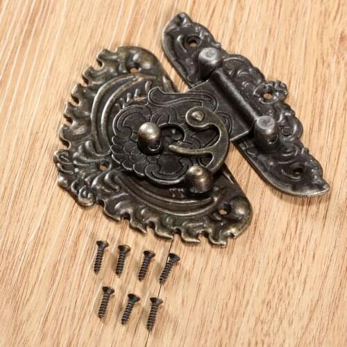 1Pc Antique Bronze Toggle Hasps Lock Latch Catch Clasp Jewelry Chest Box Suitcase Decorative Buckles Furniture Hardware 86x75mm