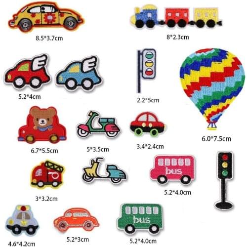 1pc Cartoon Cars Embroidery Cloth Stickers Baby Sweater Down Shoes Jacket Clothes Decoration Stickers