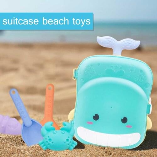 2 in 1 Children Summer Outdoor Sand Molds Toys Creative Beach Toy Set Baby Bathing Toys with Suitcase Kids Beach Game Toys