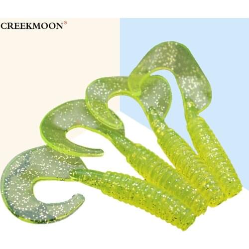 20pcs/lot Curved Tail Fishing Lures Artificial Wobblers Soft Baits Silicone 65mm Shad Worm Yellow Swimbait Bass Big Tail Leurre