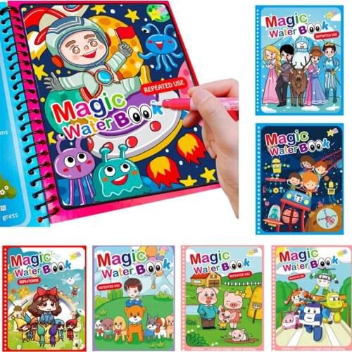 20 Types Montessori Toys Reusable Coloring Book Magic Water Drawing Book Sensory Early Education Toys For Kids Birthday Gift