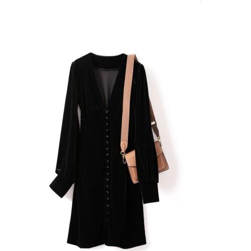 2021 AIERWODE Spring And Autumn Women And Calf Skirt Commuting Polyester Fiber Loose Dress Star Same Style Party Fashion