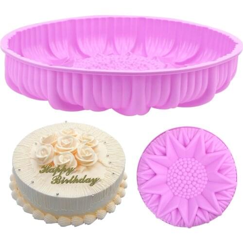 3D Fondant Cake Mould Cake Decorating Tools Round Sunflower Silicone Mold Handmade Bread Loaf Pizza Toast Tray DIY Baking Tools
