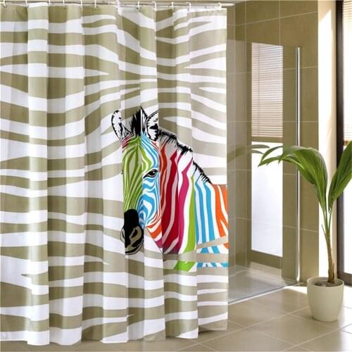 3D Zebra Printing Polyester Shower Curtain Bathroom Bath Curtains Easy Clean Shower Curtain Water Proof 1.8*1.8m