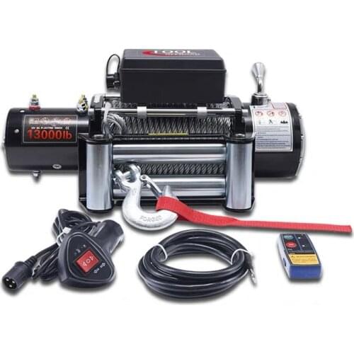13000LBS 5897.5Kg 12V Electric Synthetic Rope Winch Gear Train Roller Fairlead