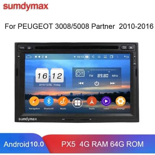 TDA 7851 octa core 4g ram 64g rom android 10 car dvd player for 3008 5008 PG Partner 2010-2016 with gps navigation car audio