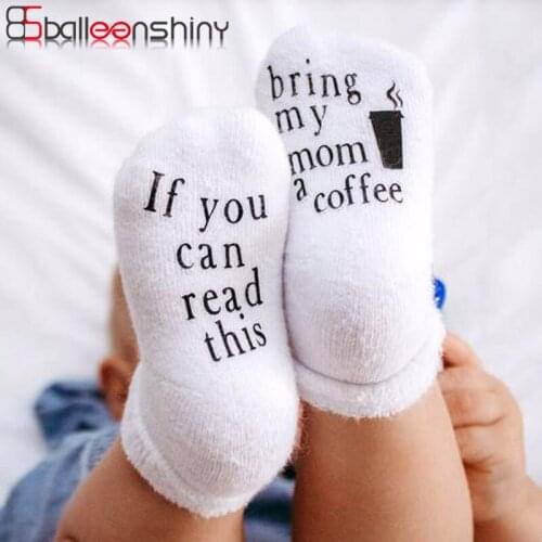 Balleenshiny 2pairs Letter Cute Casual Children Socks Warm Baby Socks Infant Toddler Kids Socks Cotton Baby Accessories for 0-1Y