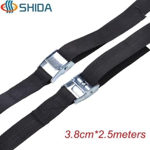 Free Shipping 2pcs 3.8cm*2.5m 500kg Metal Cam Buckle Ratchet Tie Down Luggage Load Strap Cargo Lashing PP Webbing Binding Belt