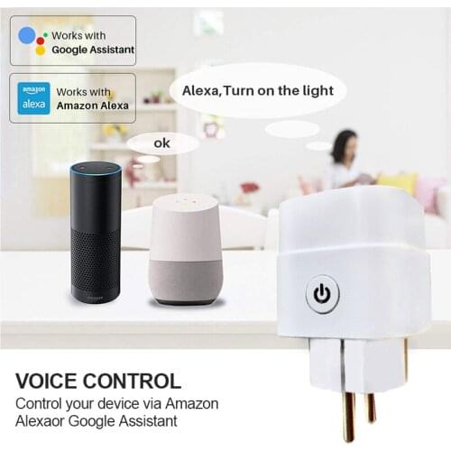 16A EU/US Smart Wifi Power Plug With Smart Home Wifi Wireless Socket Outlet Works With Alexa Google Home Tuya App