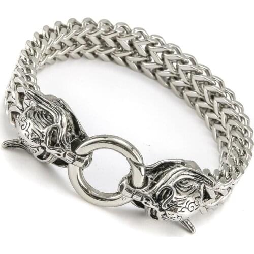 Stainless Steel Bracelet for Mens Retro Punk Monster Skull Bracelet Titanium Steel Mesh Woven Chain Boy Gothic Jewelry Gift