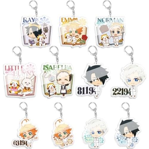 5pcs 10pcs The Promised Neverland Emma Norman Ray Oliver PVC Pendant Key Chain Keyring