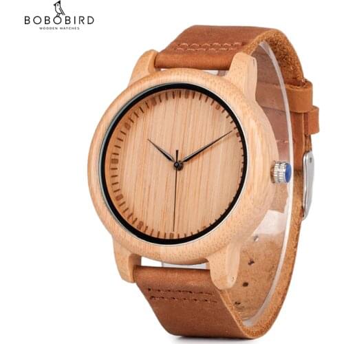 BOBO BIRD Bamboo Wood Watches for Men and Women Fashion Casual Leather Strap Wrist Watch Male Relogio C-A15 Accept DROP SHIPPING