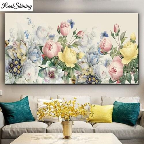 Colorful Rose peony flower Large 5D DIY Diamond Painting Full Square/Round Drill Embroidery Mosaic Needlework wall decor F703