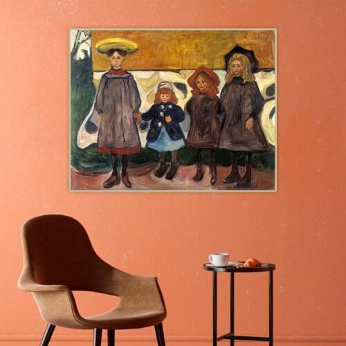 Four Girls in Asgardstrand, 1903, by Edvard Munch Canvas Art Oil Painting Aesthetic Picture Wall Hanging Decor Home Decoration