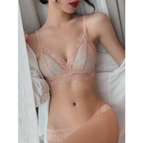 Lace Bra Set for Women Sexy French Style Sensual Lingerie Bra and Panties Sets Brief Intimate Gentle Feminine Ladys Intimates
