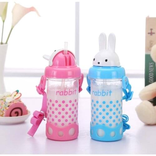 240ml Cute Baby Cup Kids Children Learn Feeding Drinking Water Straw Handle Bottle Mamadeira Sippy Training Cup Baby Feeding Cup
