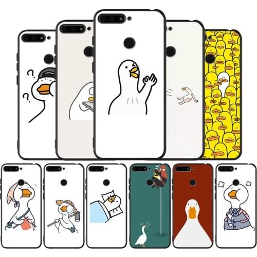 Cute cartoon duck anima black Silicone Phone Case For Huawei honor 30 8 8X 9 10 10 Lite 20 Mate 10 20 30 Lite Pro cover