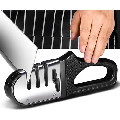Stainless Steel multi-function Knife Sharpener 3 Stages Diamond Coated&Fine Rod Knife Shears and Scissors Sharpener stone