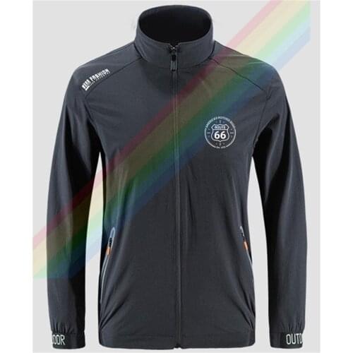 Route 66 Ets 1926 Mother Road Slim Sport Jacket Mens Street Windbreaker Zipper Thin Jacket Mens Casual Front Printing Jacket