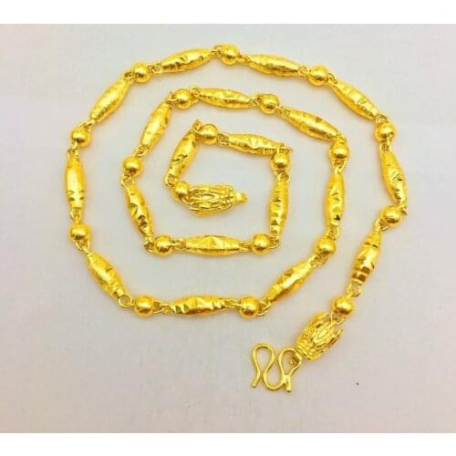 Fashion Men and Women Necklace 14K Gold 6N Smooth Flower Olive Bead Necklace for Wedding Engagement Anniversary Jewelry Gifts