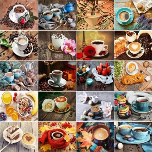 SDOYUNO Paint By Numbers Kits On Canvas Cake And Coffee DIY Frame 60x75cm Oil Painting By Numbers Hand Painting Home Decor
