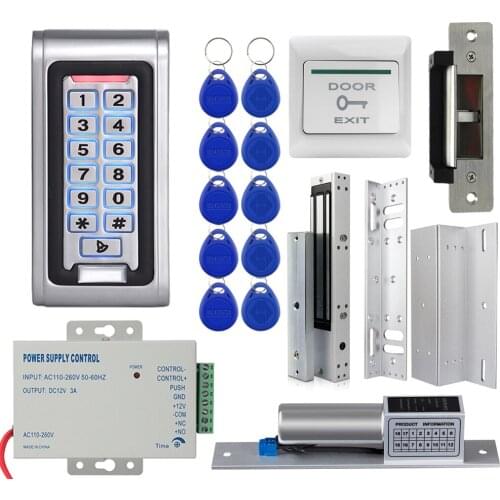 Standalone RFID Door keypay Access Control Kit Set 125KHz RFID Card +Electric Magnetic Electronic Locks+ DC12V Power Supply
