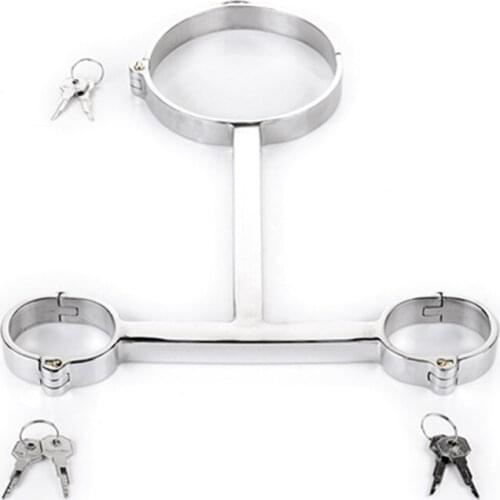 Metal Frame Handcuffs Necklet Bondage Restraint Kits Slave Shackles Sex Toys for Couple Adult G Alternative Product G7-6-80